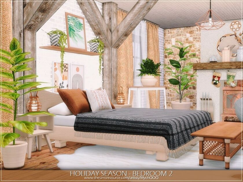 sims 4 cc holiday season bedroom 2 by mychqqq 4