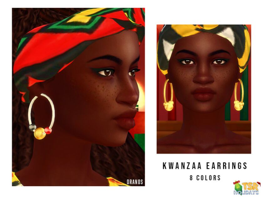 Holiday Wonderland – Kwanzaa Earrings By Oranostr Sims 4 CC