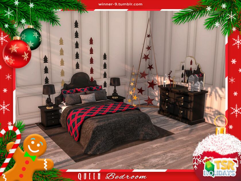 sims 4 cc holiday wonderland queen bedroom by winner9 2