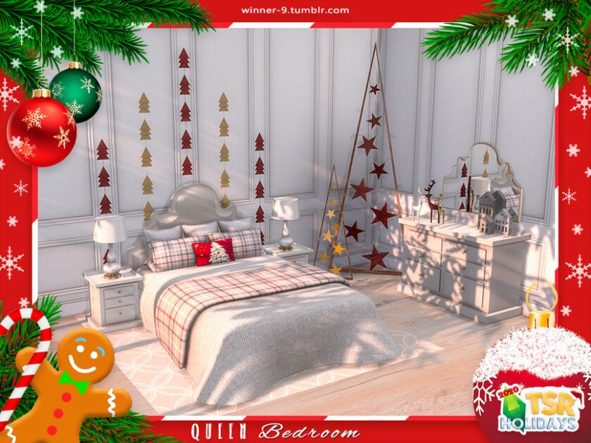 sims 4 cc holiday wonderland queen bedroom by winner9 3