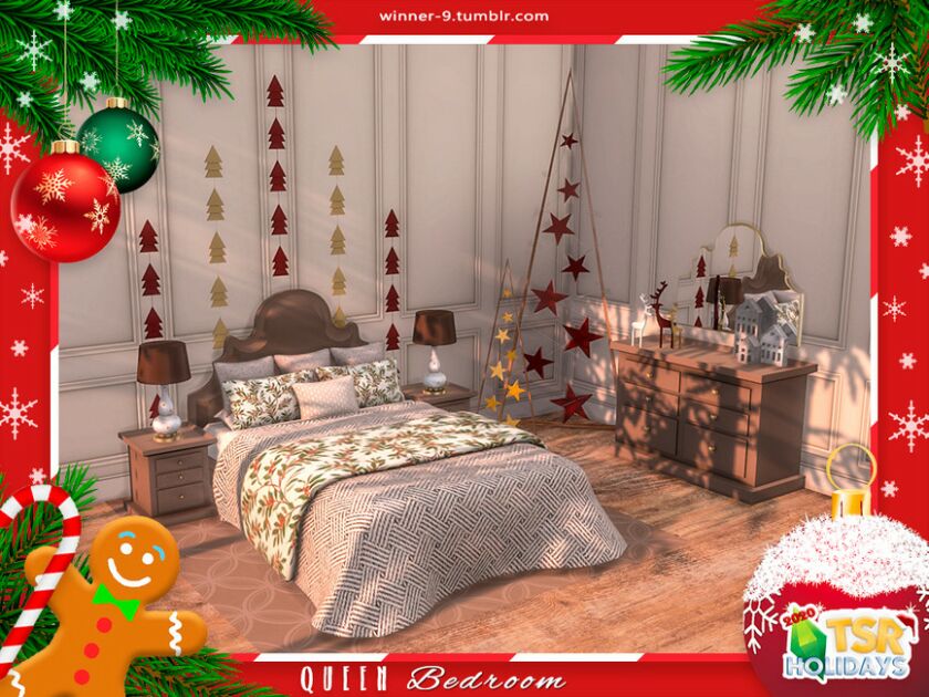 sims 4 cc holiday wonderland queen bedroom by winner9 4