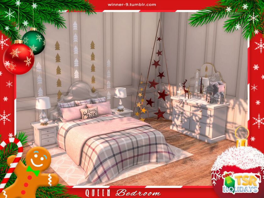 sims 4 cc holiday wonderland queen bedroom by winner9 5