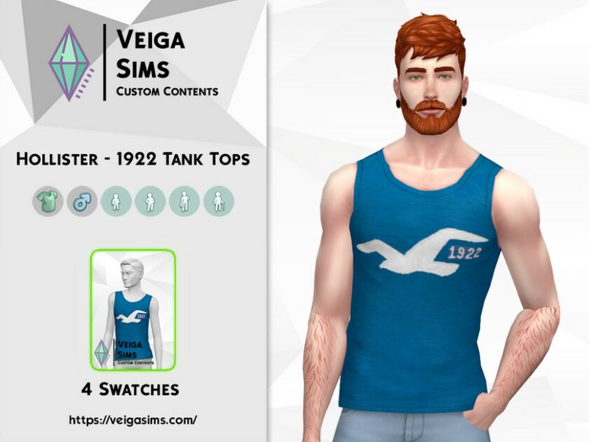 Hollister – 1922 Tank Tops Sims 4 CC