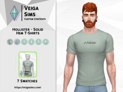 Hollister – Solid HEM T-Shirt Sims 4 CC