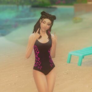 ☆ HOT Pink Leopard One-Piece ☆ Sims 4 CC