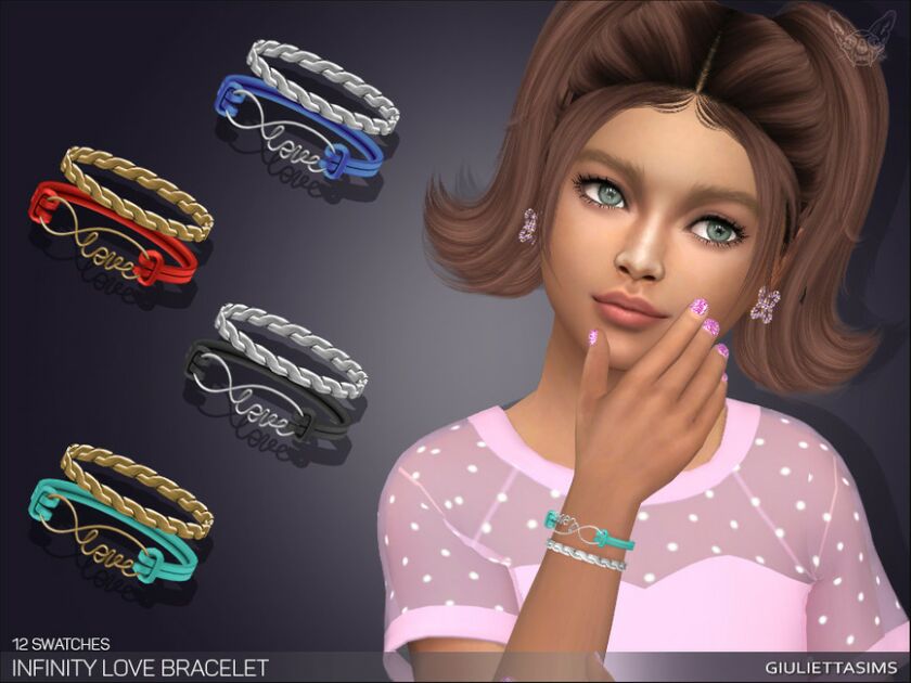 Infinity Love Bracelet For Kids By Feyona Sims 4 CC