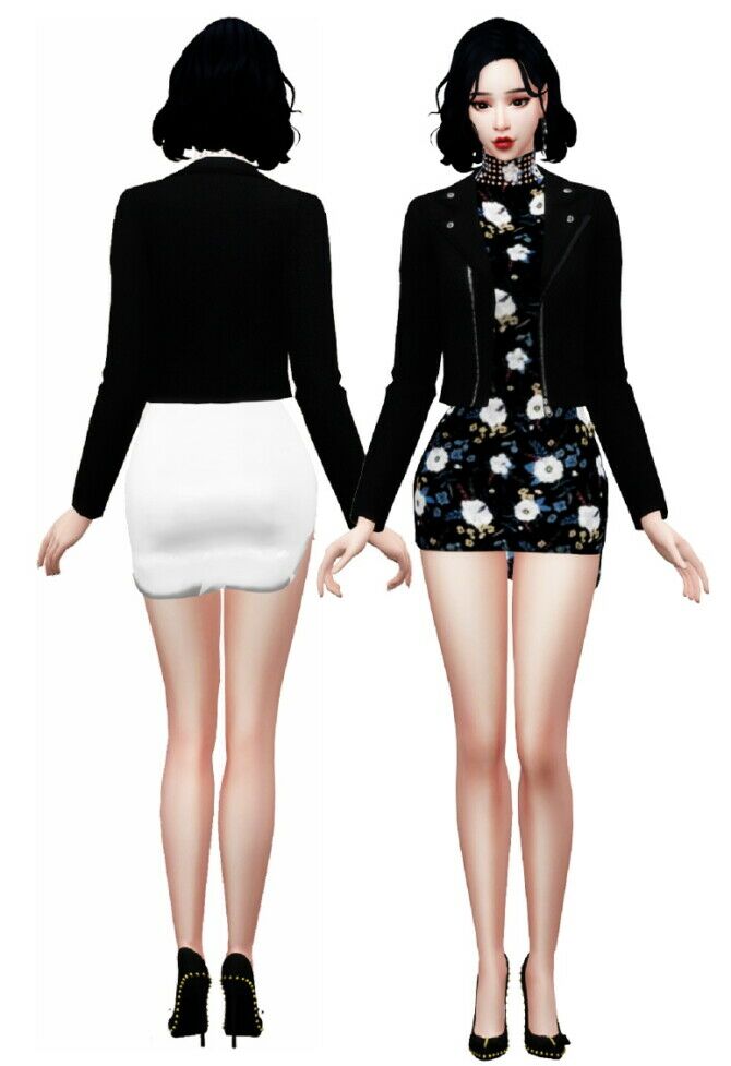 Jacket High Neck Mini Dress Sims 4 CC