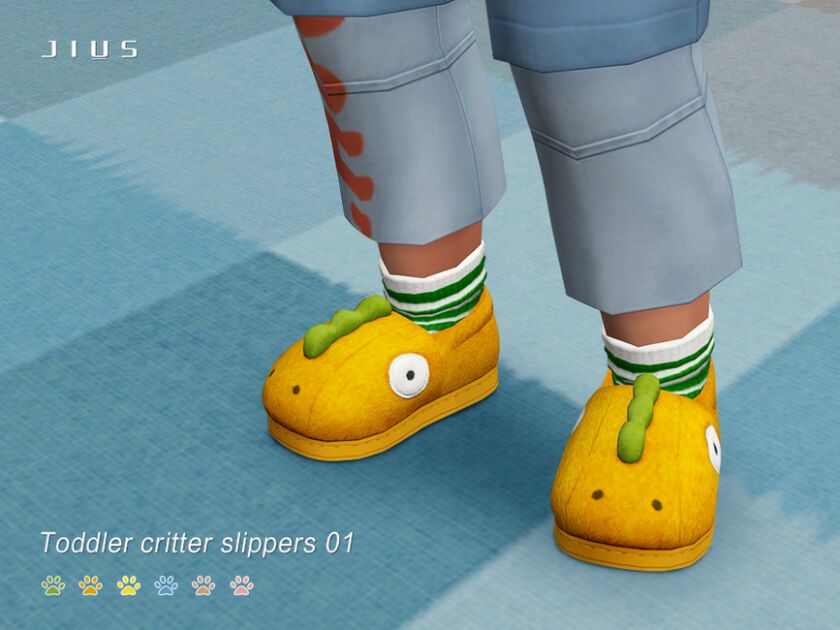 Jius-Toddler Critter Slippers 01 By Jius Sims 4 CC