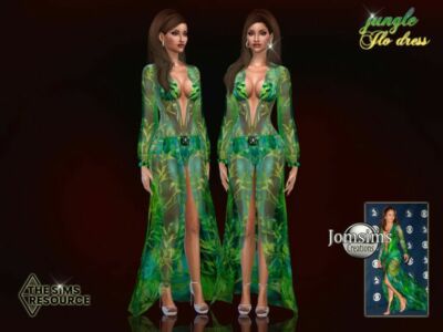 Jungle JLO Dress By Jomsims Sims 4 CC