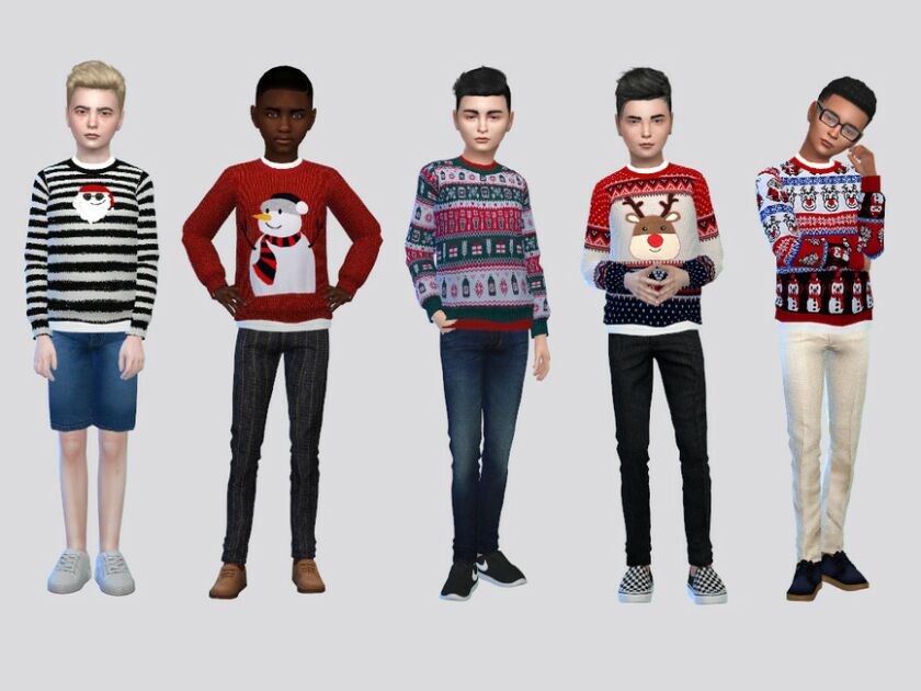 Just Holiday Sweater Boys By Mclaynesims Sims 4 CC