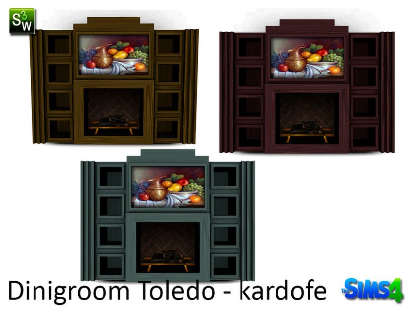 Kardofe_Dinigroom Toledo_Fireplace Sims 4 CC