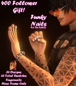 400 Follower Gift – Funky Nails Sims 4 CC