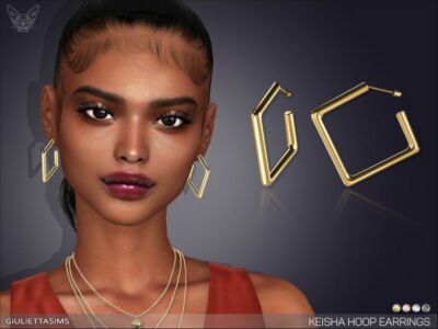 Keisha Square Hoop Earrings By Feyona Sims 4 CC