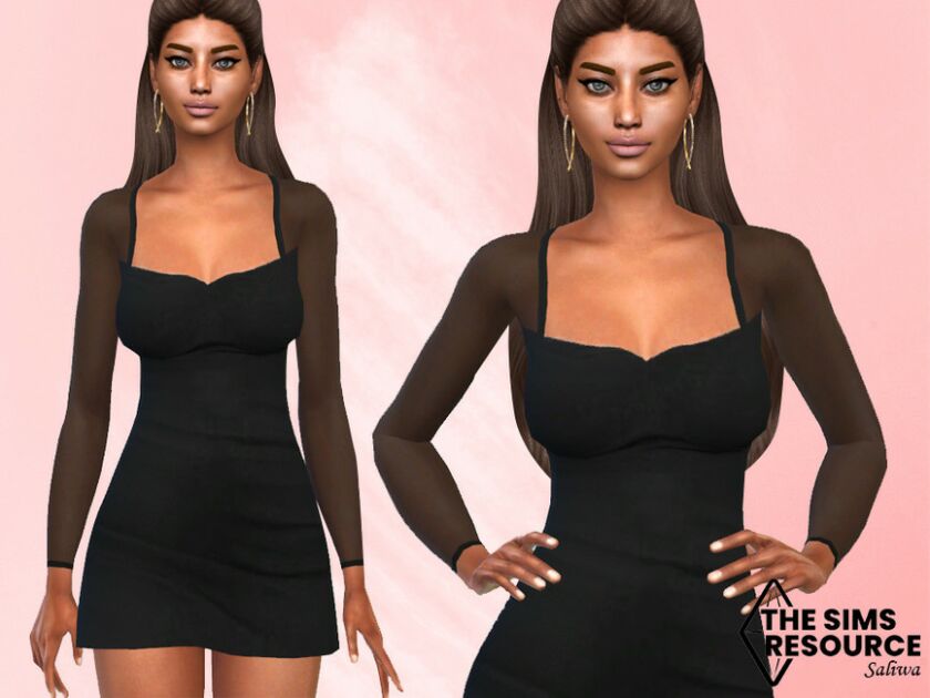 Lace Sleeve Formal Dress Sims 4 CC