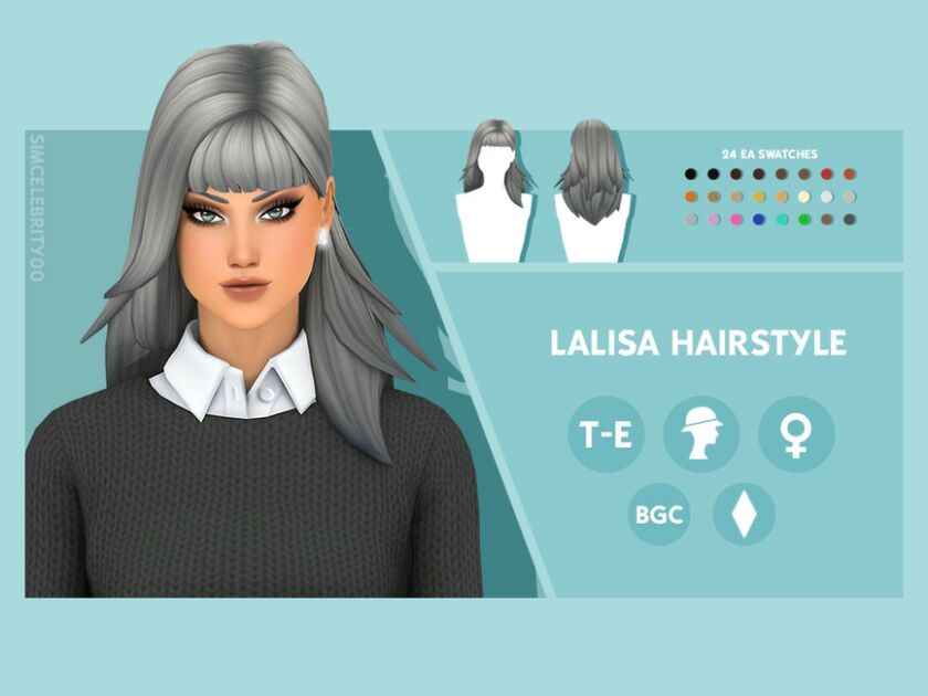 Lalisa Hairstyle By Simcelebrity00 Sims 4 CC