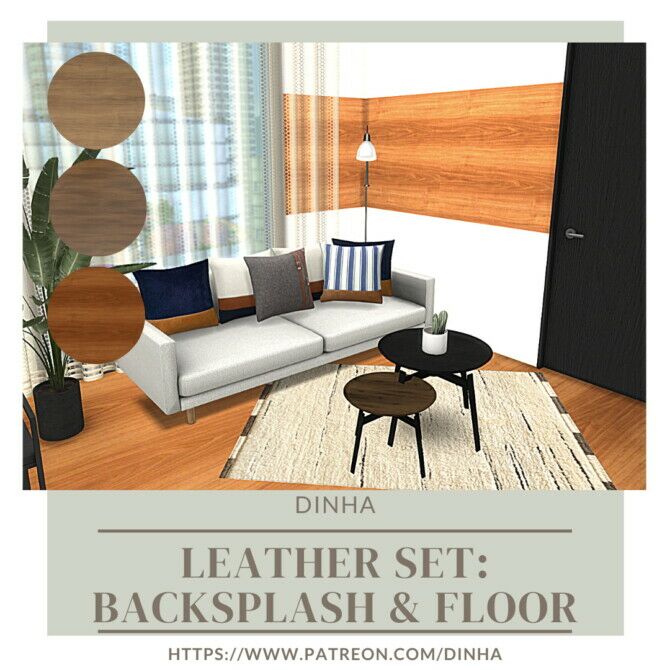 Leather SET (Part2): Backsplash & Floor Sims 4 CC