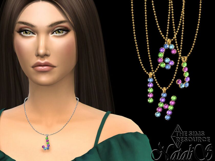 Letter Ghij Multicolor Pendant SET By Natalis Sims 4 CC