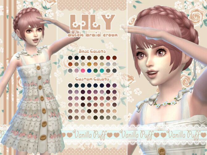 Lily Dutch Braid Crown Hair (Child) Sims 4 CC