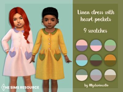 Linen Dress With Heart Pockets By Mysteriousoo Sims 4 CC