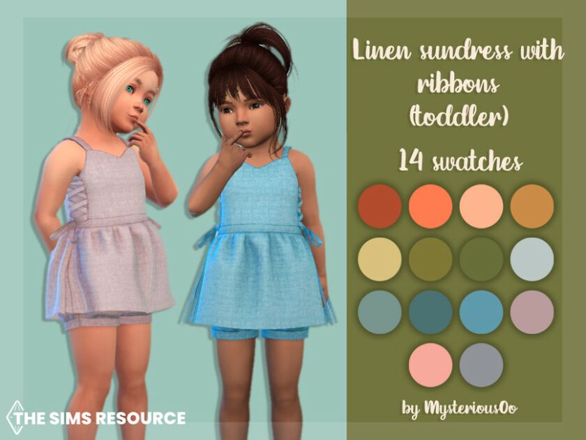 Linen Sundress With Ribbons Toddler By Mysteriousoo Sims 4 CC