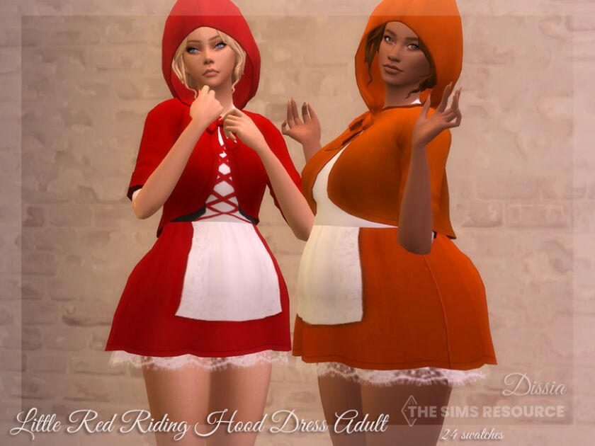 Little RED Riding Hood Dress Adult By Dissia Sims 4 CC