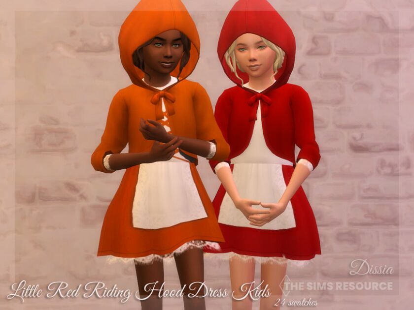 Little RED Riding Hood Dress Child By Dissia Sims 4 CC