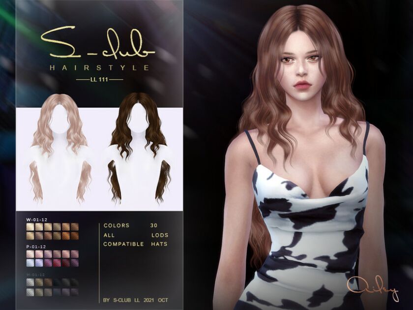 Long Curly Hairstyle(Ailey) By S-Club Sims 4 CC