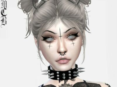 Long Inverted Crosses Face Tattoos By Maruchanbe Sims 4 CC