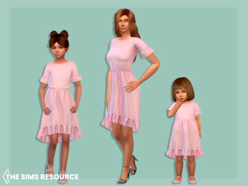 sims 4 cc long skirt dress with ruffles child by mysteriousoo 2