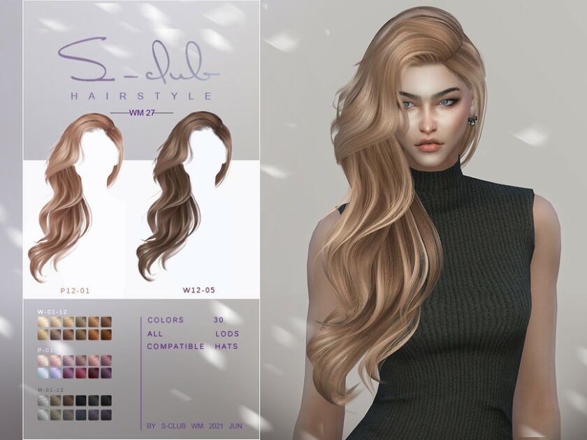 Long Wavy Hair For Female By S-Club Sims 4 CC