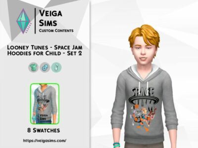 Looney Tunes – Space JAM Hoodies For Child – SET 2 Sims 4 CC