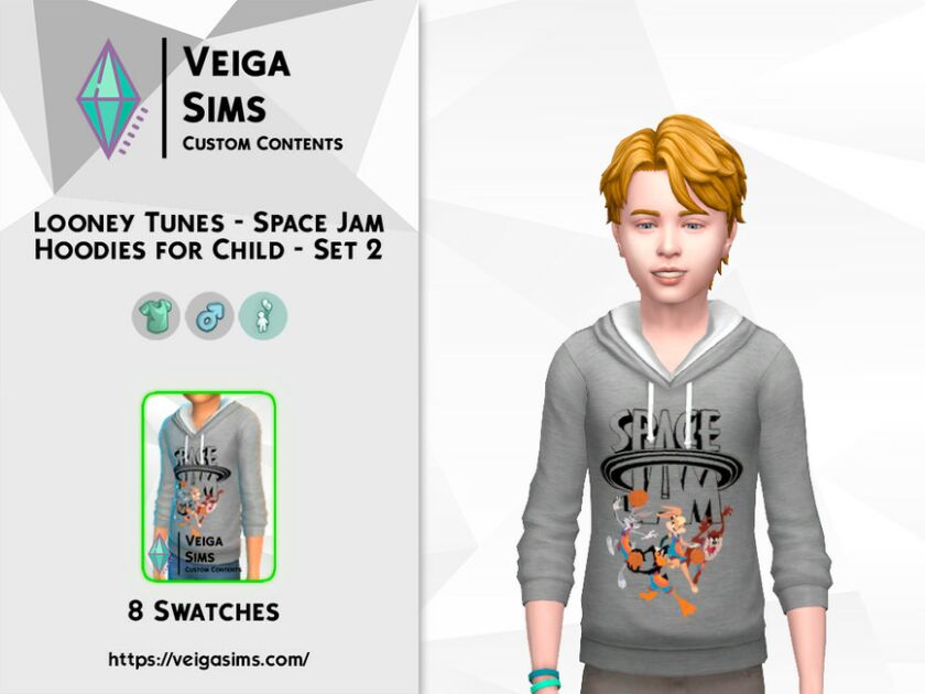 Looney Tunes – Space JAM Hoodies For Child – SET 2 Sims 4 CC