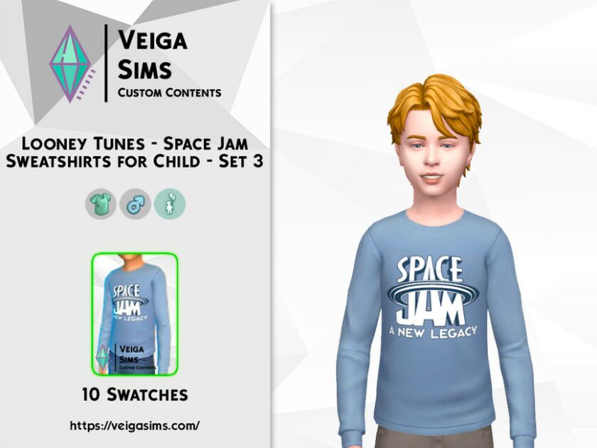 Looney Tunes – Space JAM Sweatshirts For Child 3 Sims 4 CC