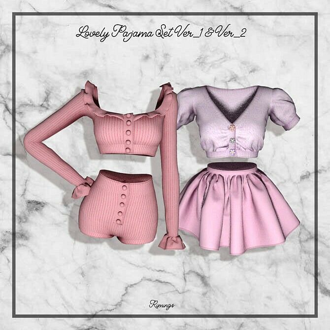 Lovely Pajama SET VER_1 & VER_2 By Rimings Sims 4 CC