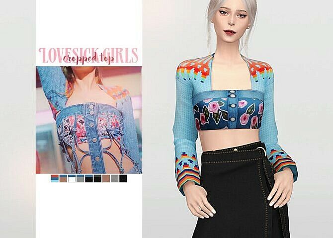 Lovesick Girls Cropped TOP By Waekey Sims 4 CC