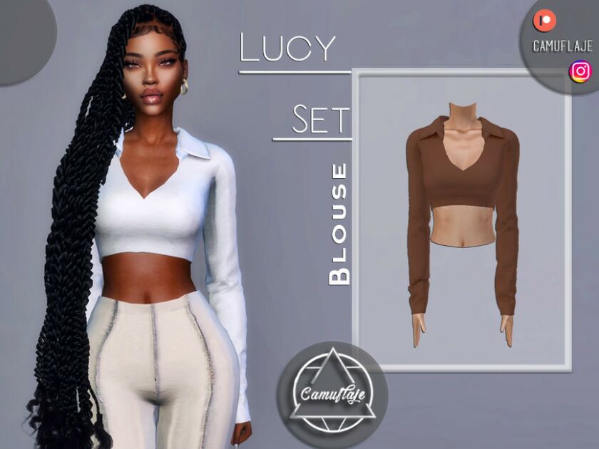 Lucy SET – Blouse By Camuflaje Sims 4 CC