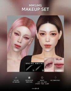 Makeup SET: Eyebrows, Eyeshadow & Lips By Mmsims Sims 4 CC