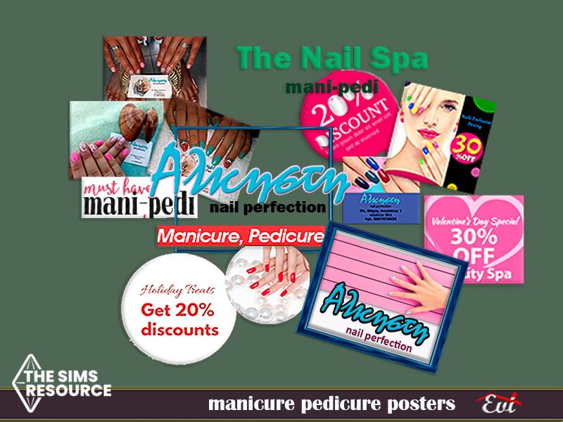 Manicure Pedicure Posters By EVI Sims 4 CC