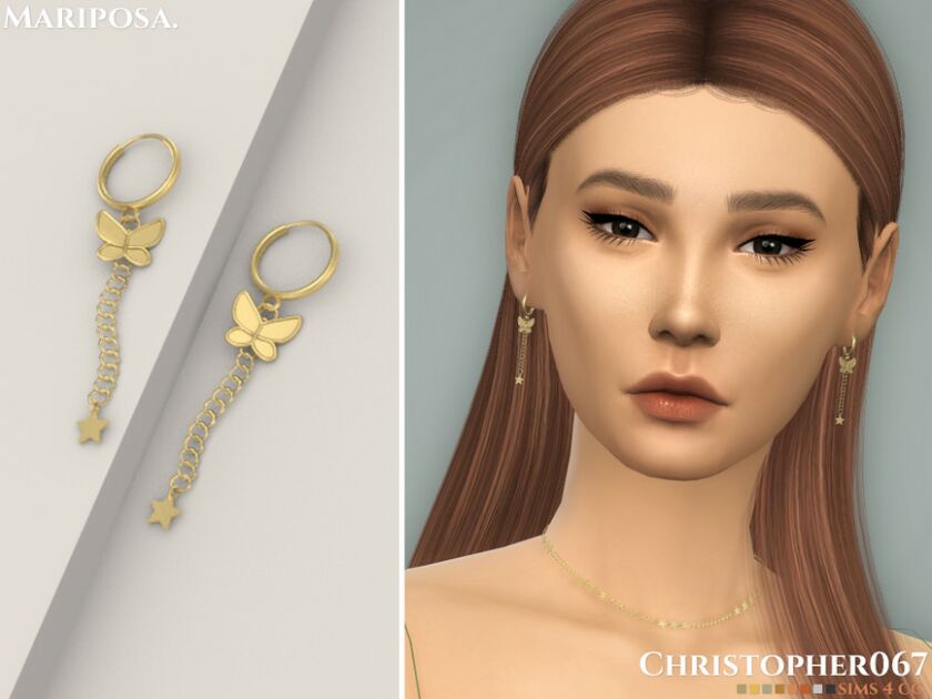 Mariposa Earrings / Christopher067 Sims 4 CC