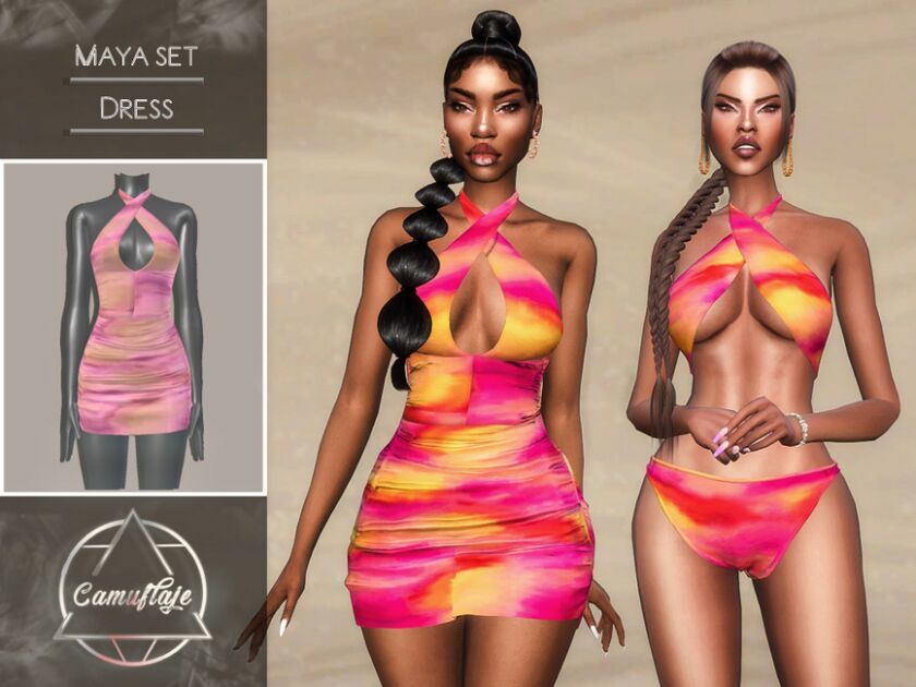 Maya SET – Dress By Camuflaje Sims 4 CC