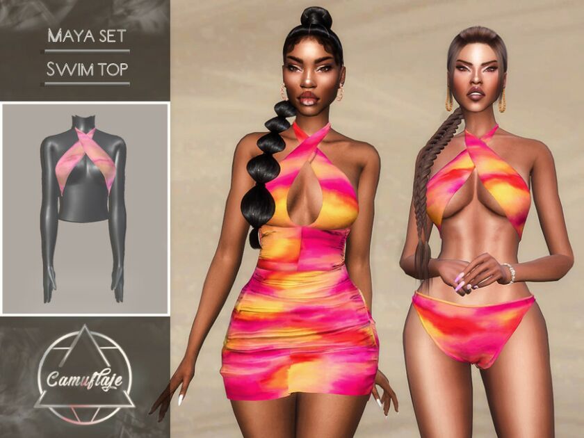 Maya SET – Swim TOP By Camuflaje Sims 4 CC