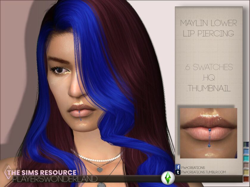 Maylin Lower LIP Piercing By Playerswonderland Sims 4 CC