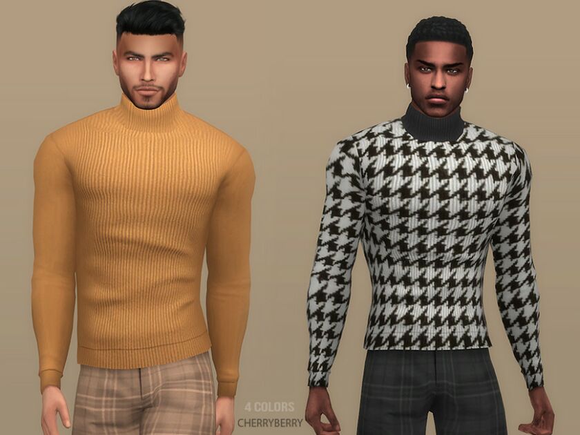 Mens Designer Turtleneck By Cherryberrysim Sims 4 CC