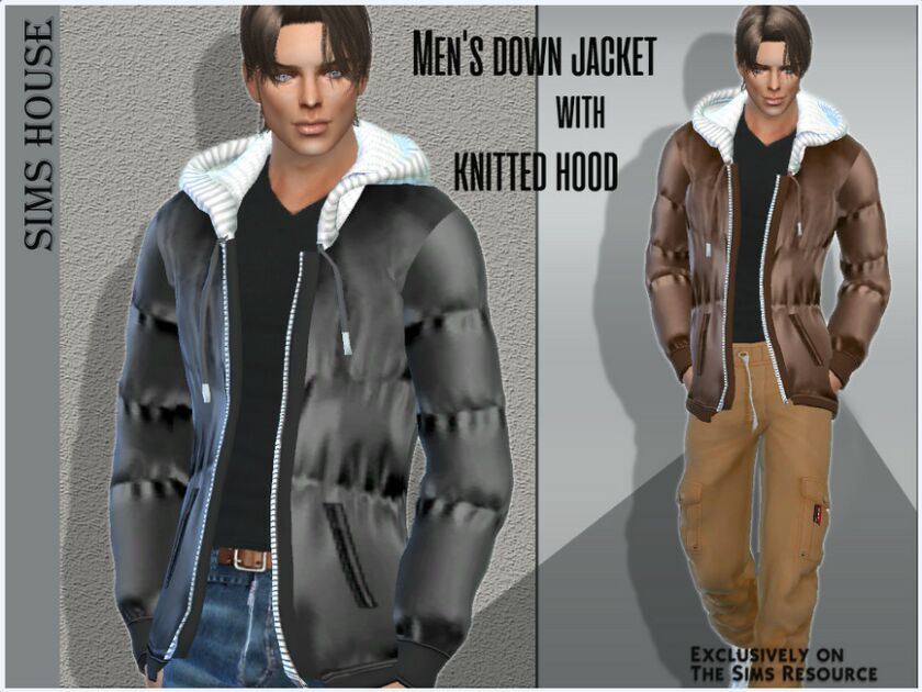 Men’s Down Jacket With Knitted Hood Sims 4 CC