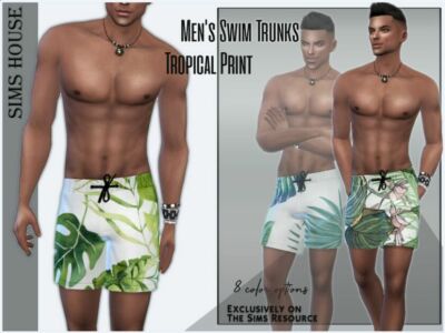 Men’S Swim Trunks Tropical Print Sims 4 CC