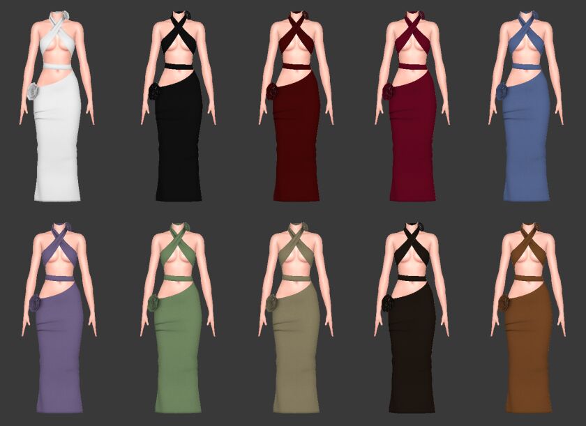 sims 4 cc mermisi sexy maxi dress 2