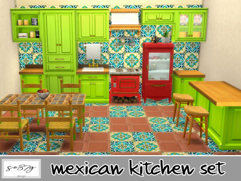 Mexican Kitchen SET Sims 4 CC