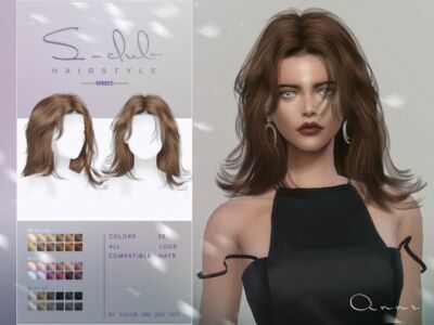 Mi-Long Curly Hairstyle(Anne) By S-Club Sims 4 CC