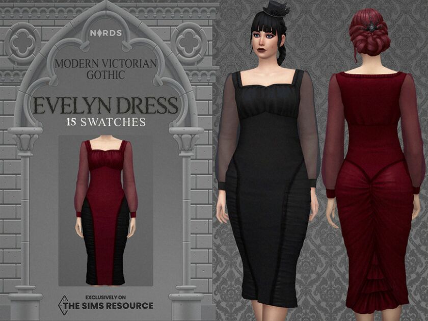 Modern Victorian Gothic – Evelyn Dress By Nords Sims 4 CC