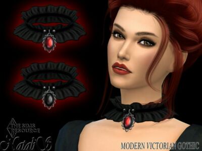 Modern Victorian Gothic Frill Choker By Natalis Sims 4 CC